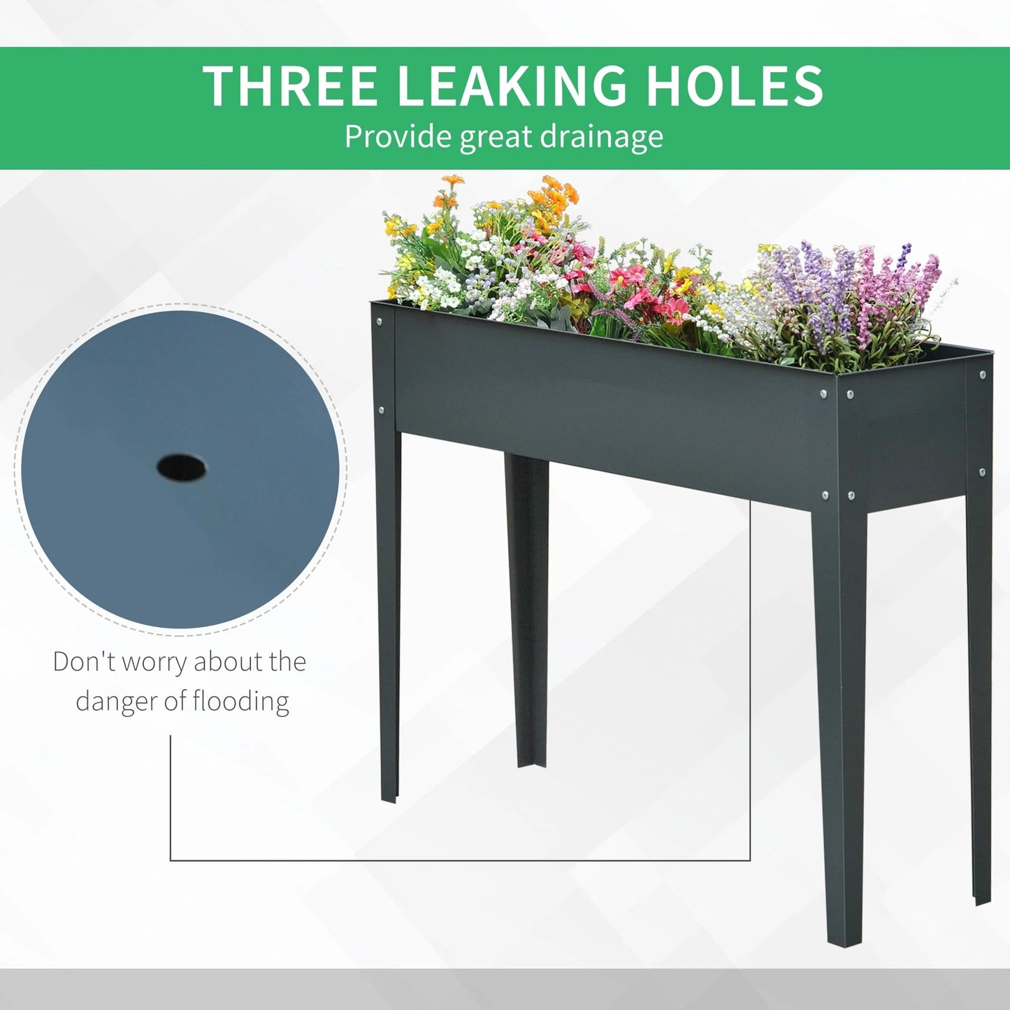 Outsunny Long Raised Garden Bed Outdoor Planter Box