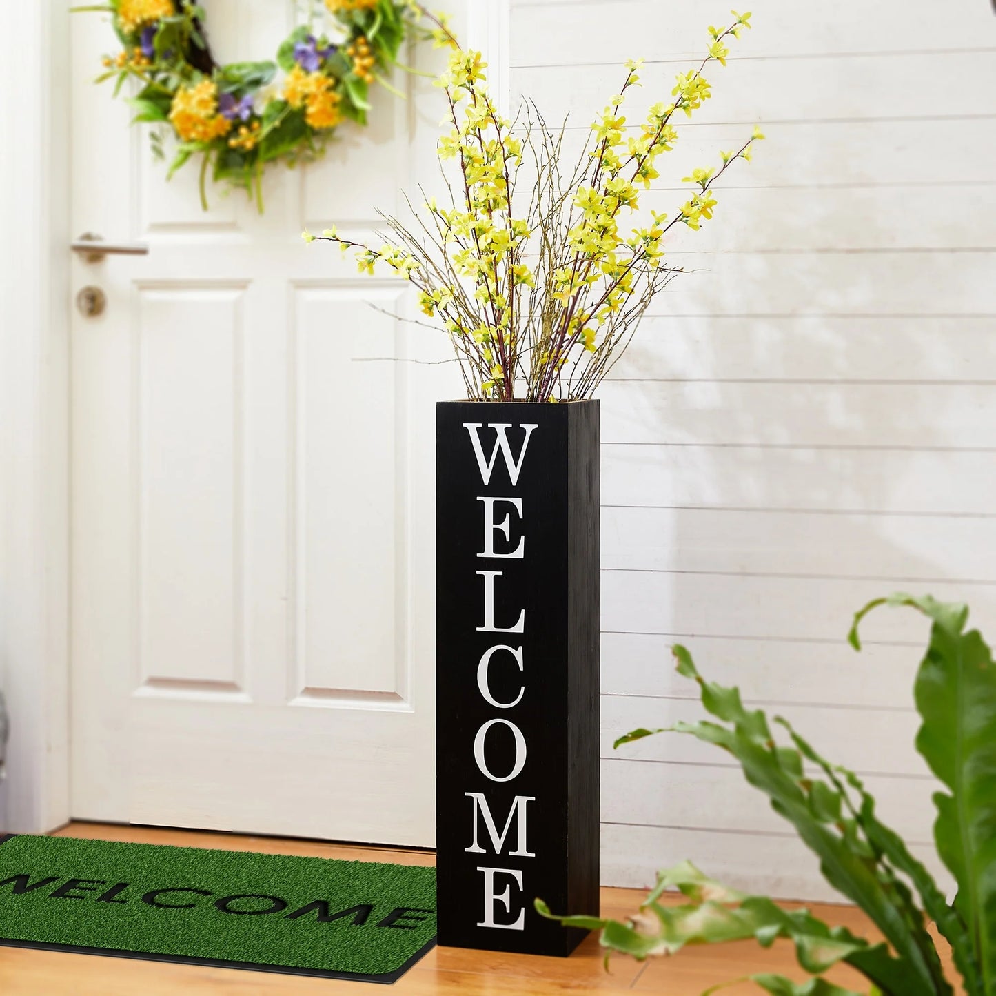 Glitzhome 30"H Rustic Welcome & Home or Welcome & Porch Double Sided Wooden Planter Sign Front Door Decor(2025 Quality-upgraded)