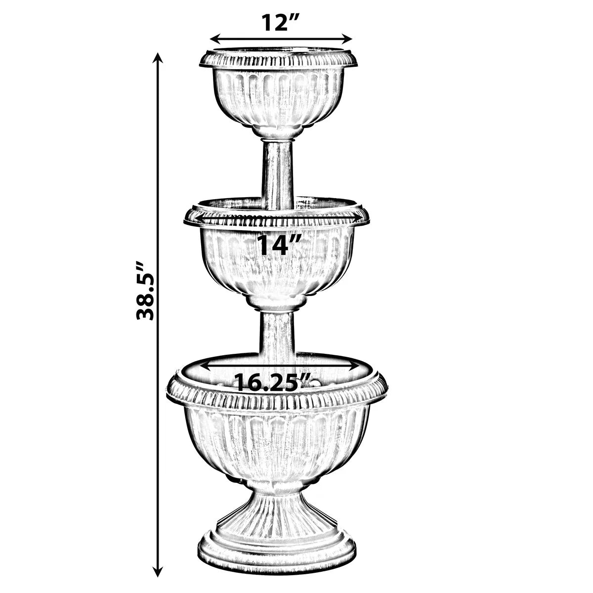 Garden Triple Stacked Flower Bowl Urn Tier Planter Decoration
