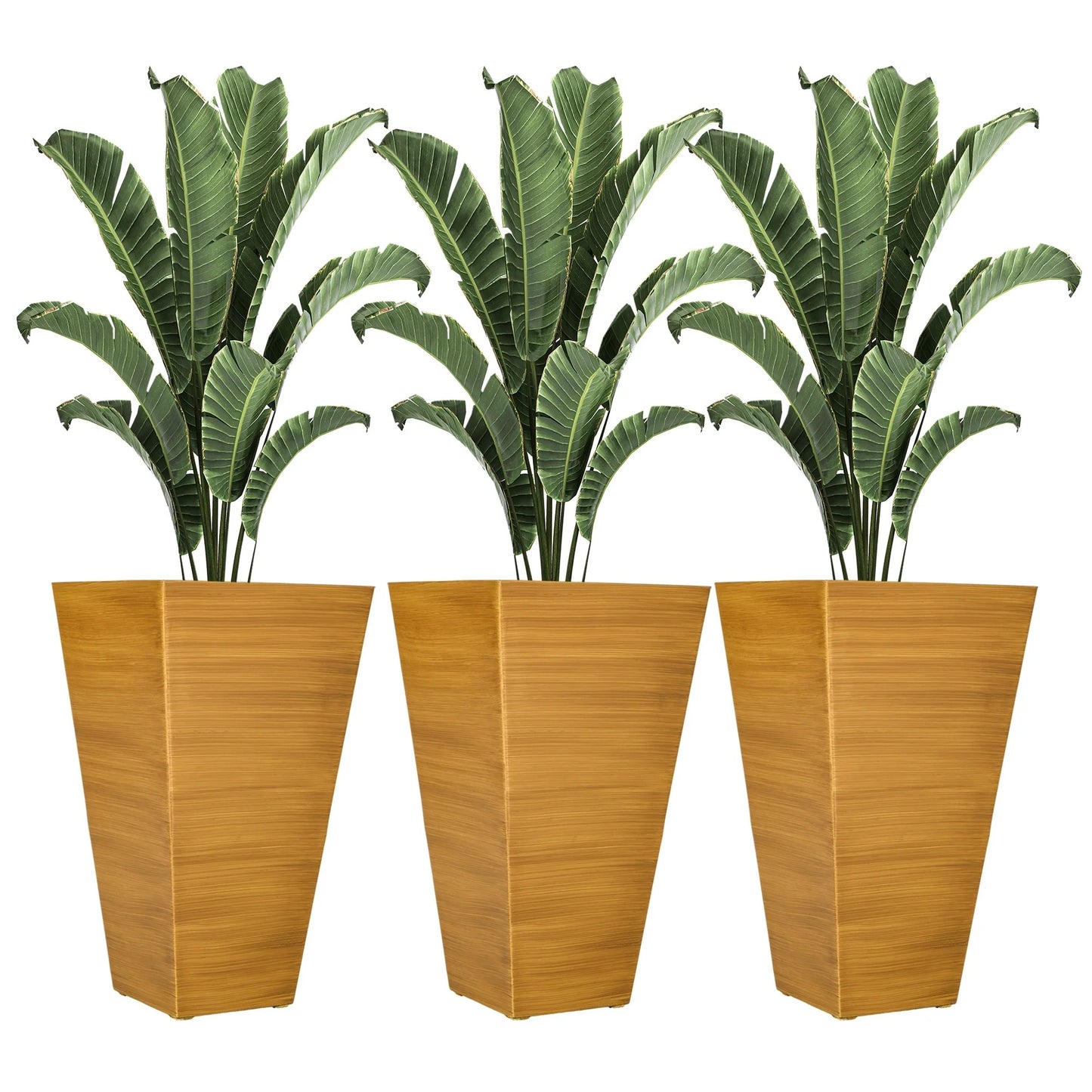 Outsunny 28" Tall Outdoor Planters, Set of 3 Large Taper Planters with Drainage Holes and Plug