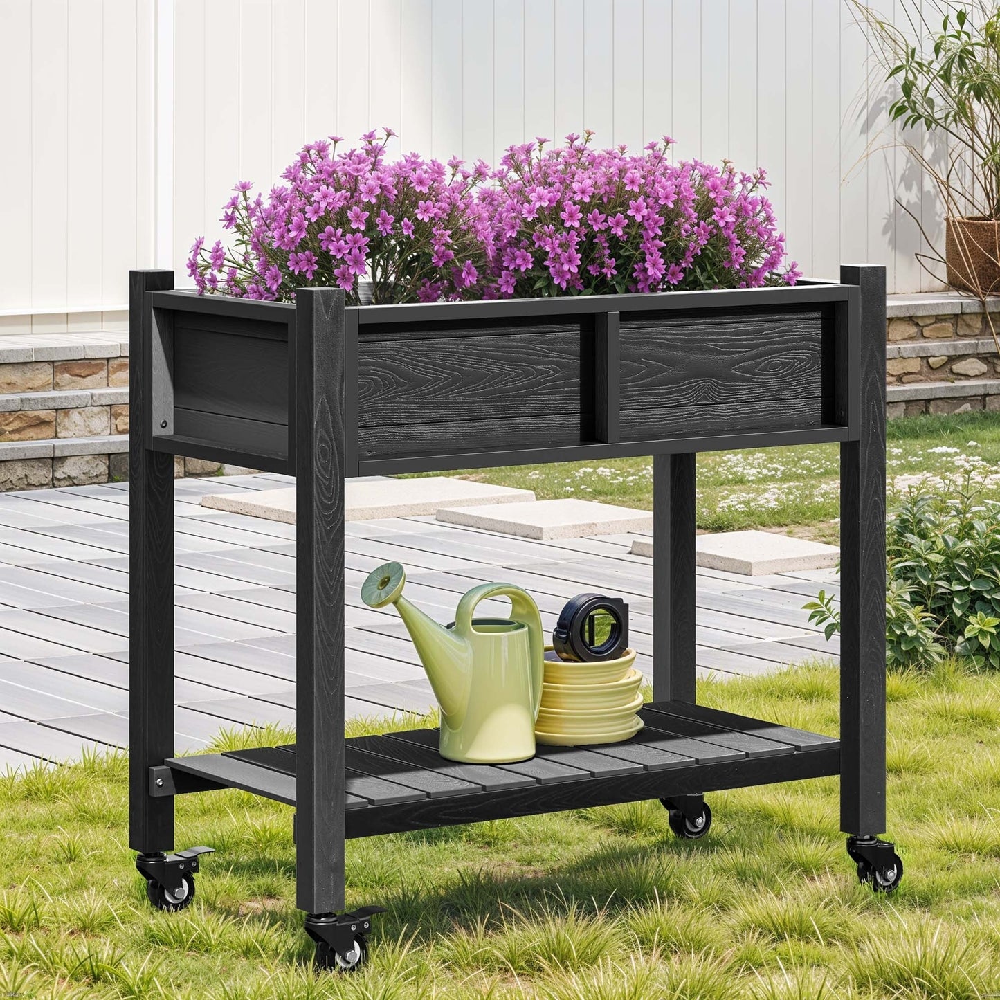 Moasis Poly Wood Raised Garden Bed Planter Box Stand for Backyard Patio Balcony