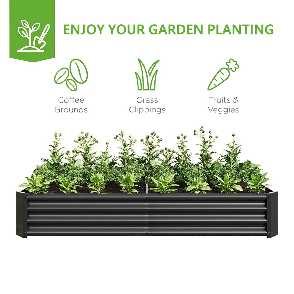 Outdoor Galvanized Metal Raised Garden Bed Kit - 6 x 3 x 1 ft