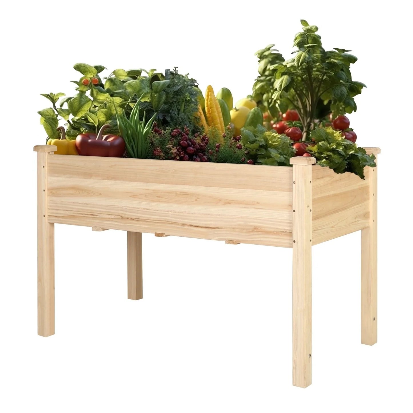 VEIKOUS Wood Raised Garden Bed Elevated Planter Box with Drainage Holes - 46.8''W x 22.4''D x 30.3''H