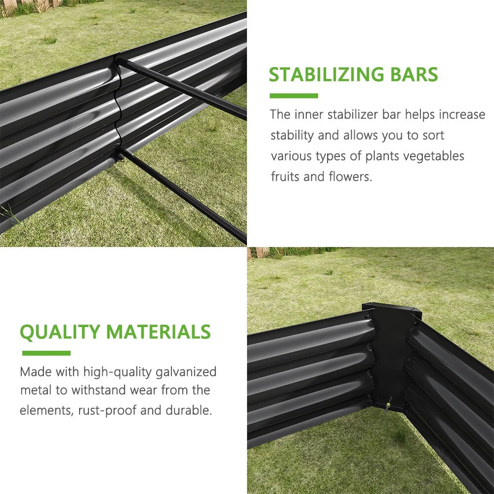Outdoor Galvanized Metal Raised Garden Bed Kit - 6 x 3 x 1 ft