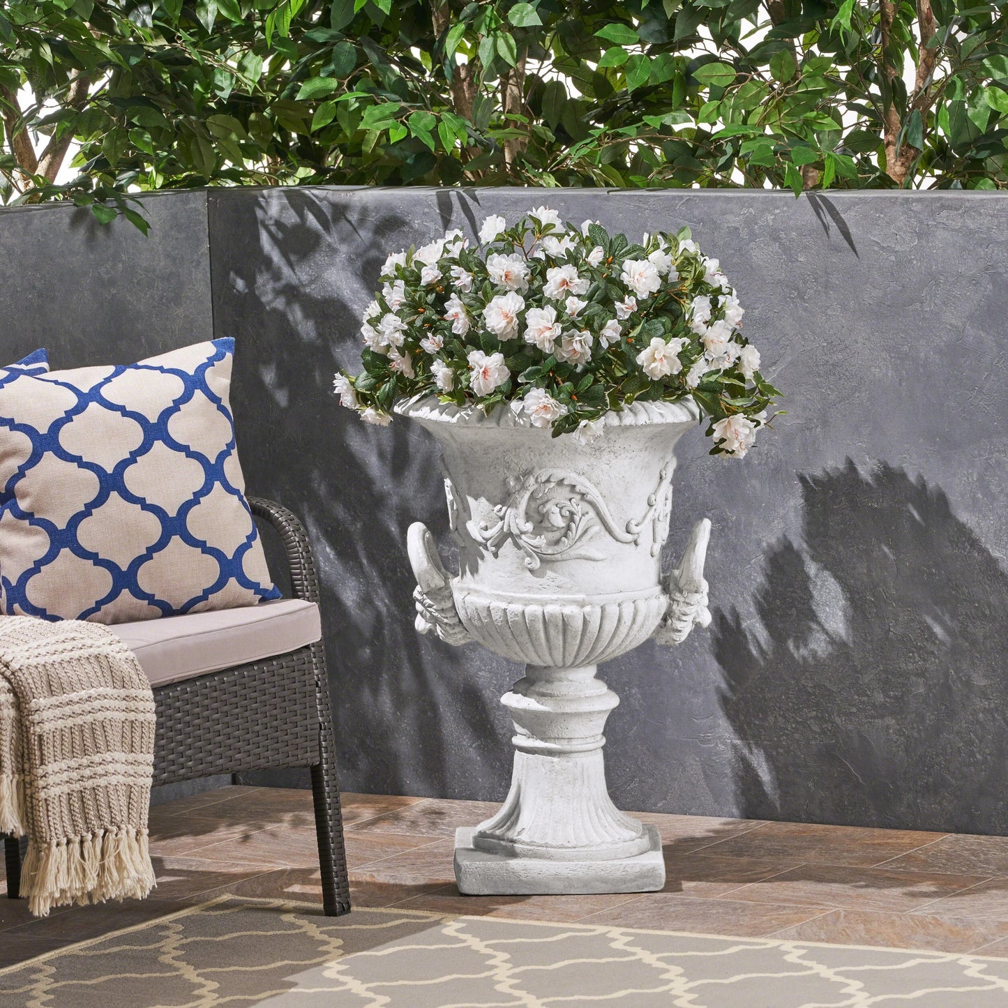 Adonis Roman Botanical Lightweight Concrete Chalice Garden Urn Planter by Christopher Knight Home