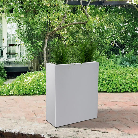 Plantara 27" H Rectangule Solid White Concrete Flower pot, Modern Handmade planter,Garden Plant potfor Outdoor