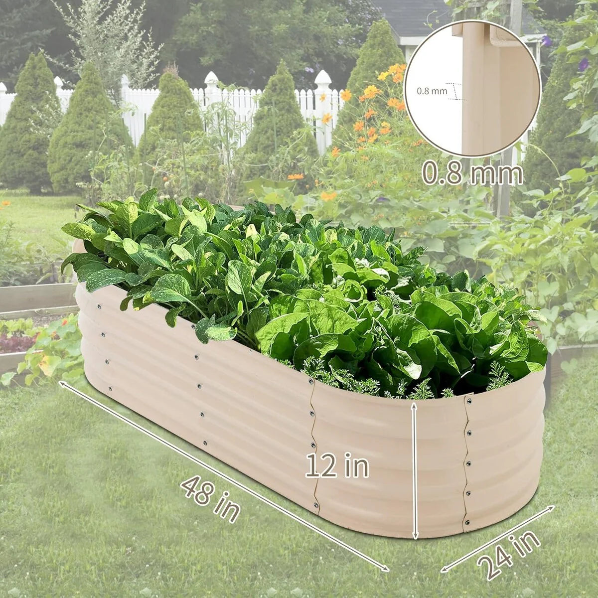 Outdoor 2 Pack Galvanized Raised Garden Bed Kit, 4x2x1ft Planter Raised Garden Boxes Outdoor with Anti-Rust Paint