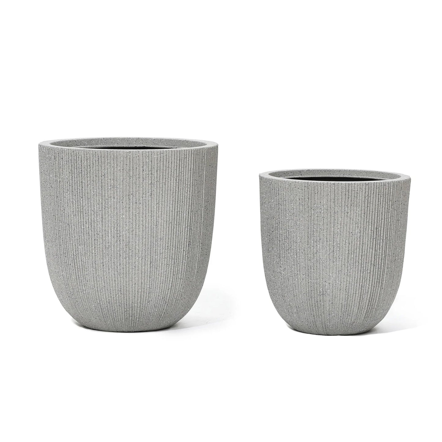 2-Piece Tapered Round Plastic Planters Set, Mediterranean Style