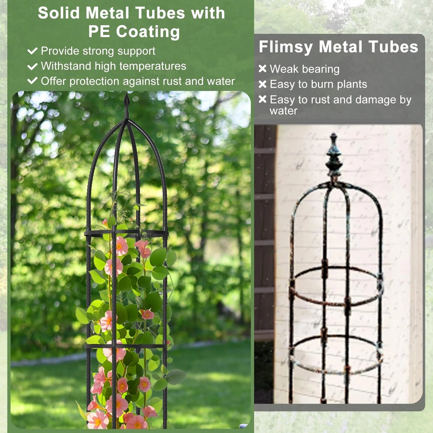 Gymax 2-Pack Garden Obelisk Trellis for Climbing Plants Rustproof