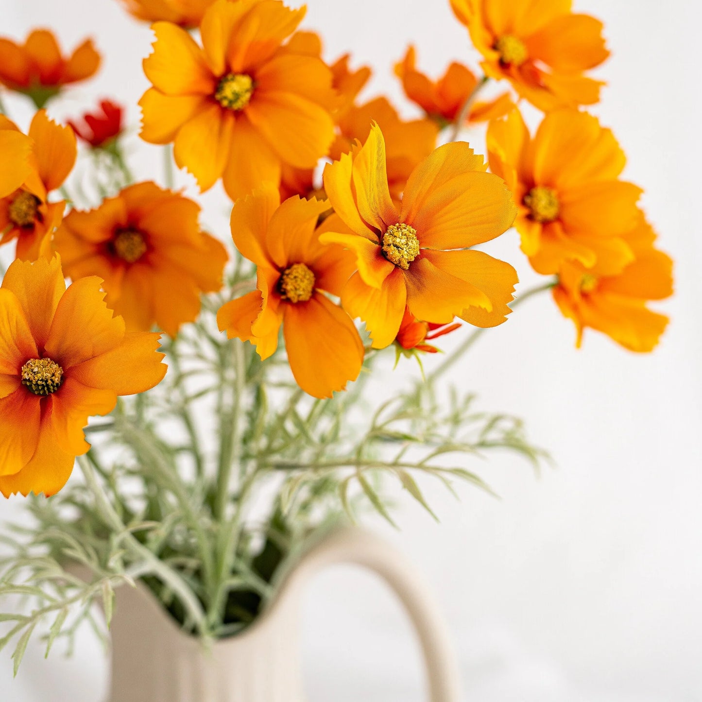 Orange Silk Decorative Artificial Cosmos Faux Flowers