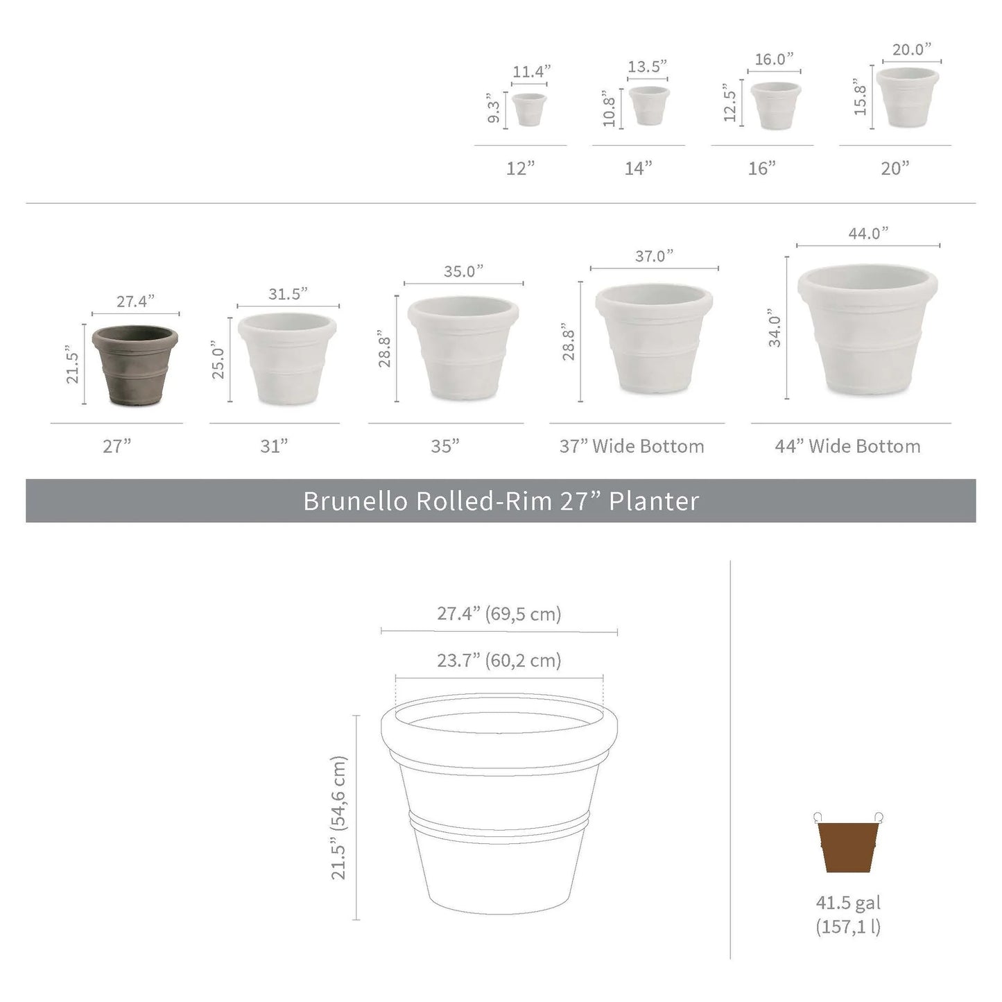 Brunello Classic Round Planter