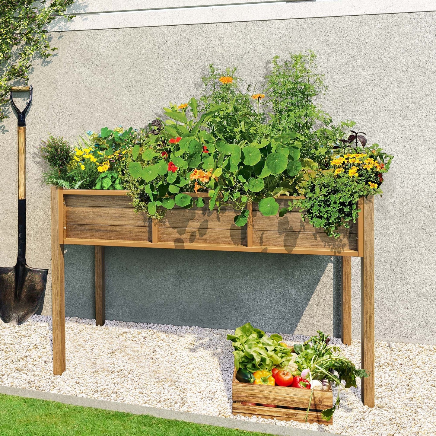 Moasis Poly Wood Raised Garden Bed Planter Box Stand for Backyard Patio Balcony