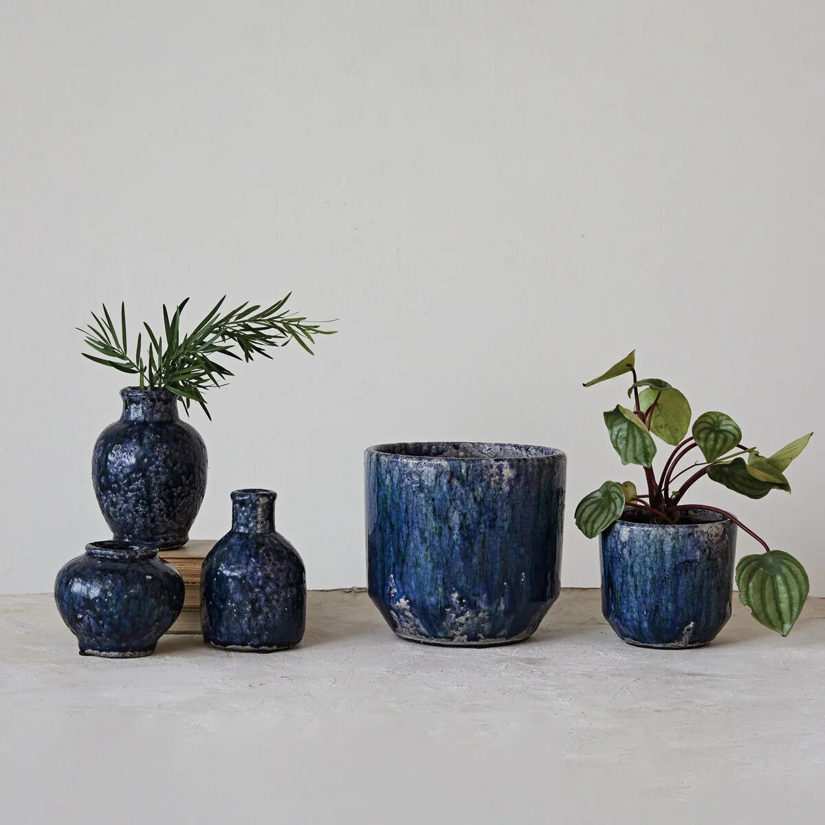 Decorative Terra-cotta Planter with Crackle Glaze