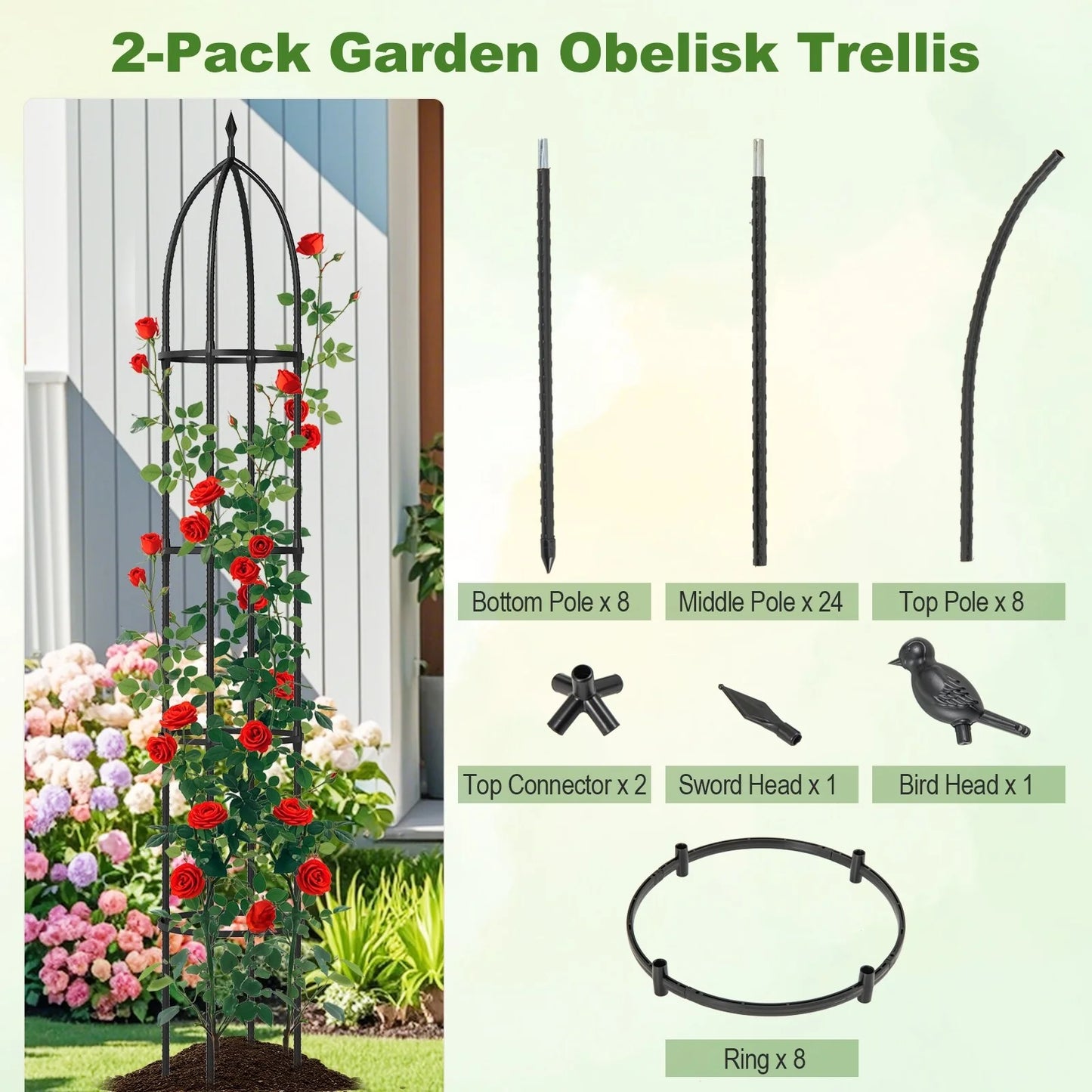 Gymax 2-Pack Garden Obelisk Trellis for Climbing Plants Rustproof
