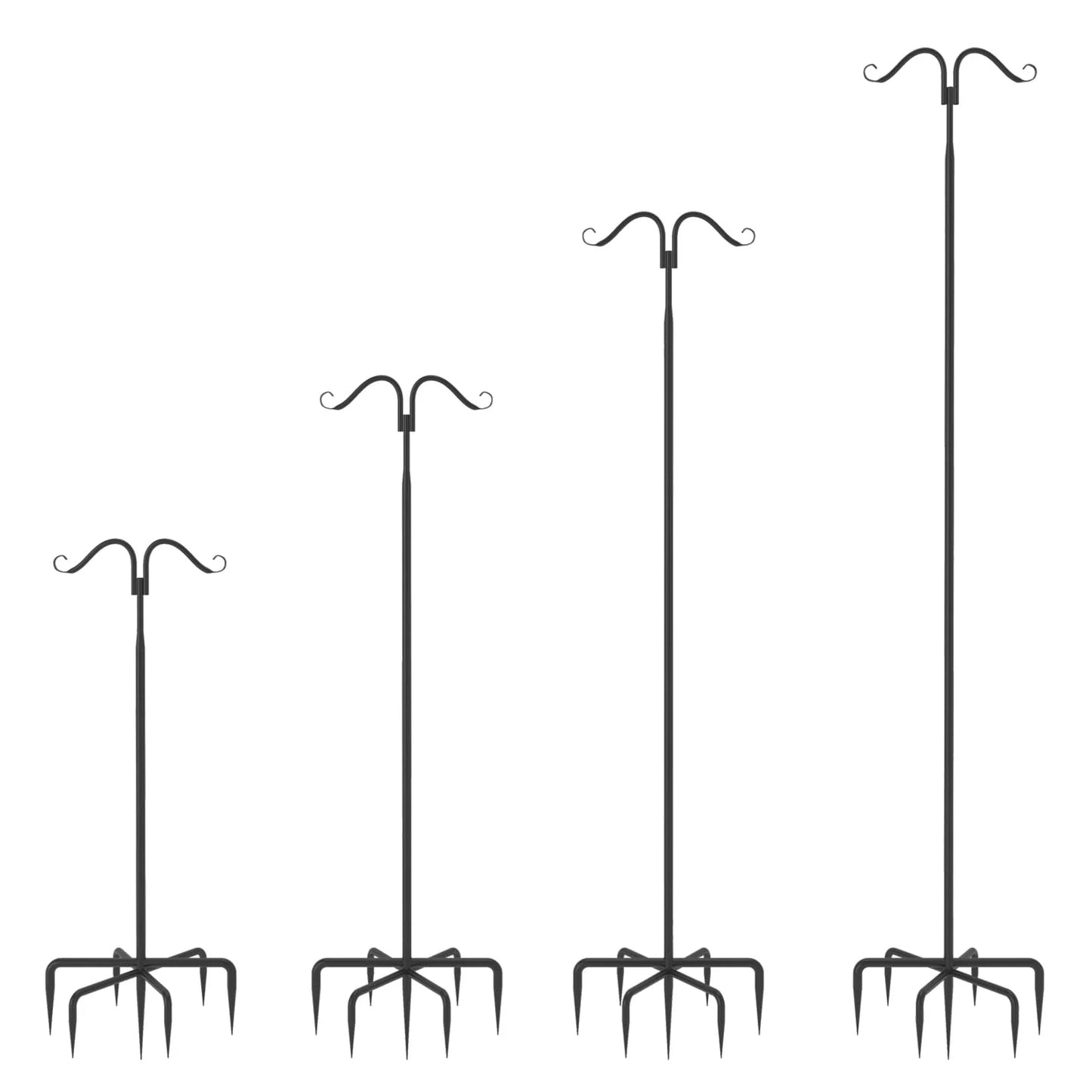 2X Double Shepherds Hooks Outdoor Heavy Duty for Hanging Bird Feeder - 107"