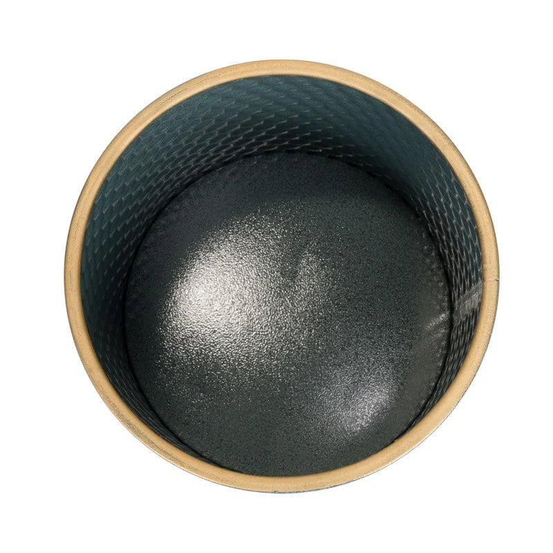 2-Piece Honeycomb Metal Planter Pot With 4-Leg Wood Base - Blue-Green - 14.75"H x 12"W / 12"H x 10"W - 12"H x 10"W x 10"D