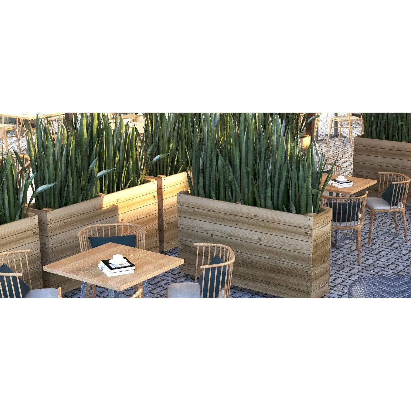 40inx12inx32in Solid Wood Rolling Planter Barrier - 1pc