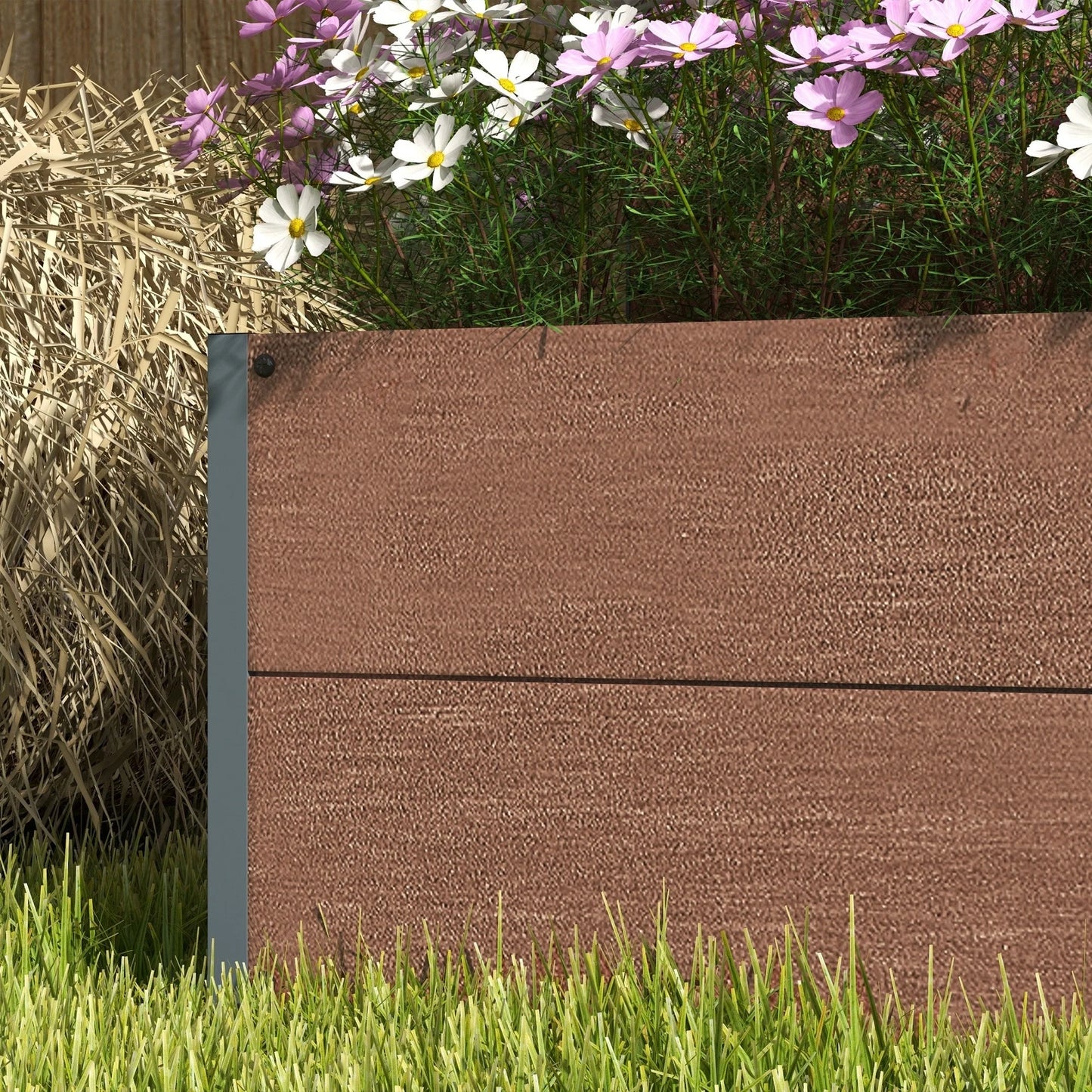 Outsunny Raised Garden Bed with Trellis for Climbing Plants, Planter Box with Drainage Gap, Freestanding Trellis Planter