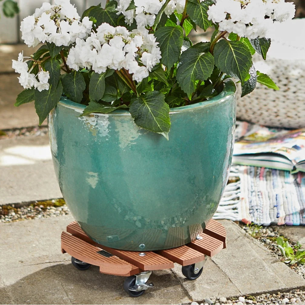 WAGNER design yourself 11.4" Round WPC Plant Caddy, Indoor/Outdoor, with Brakes