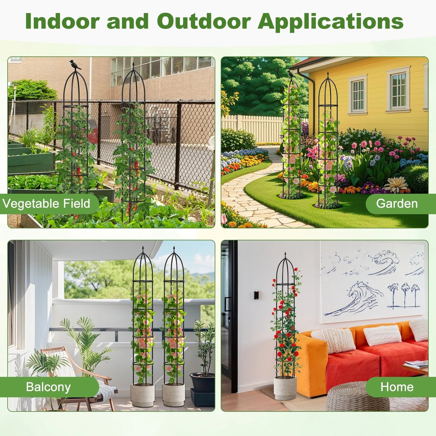 Gymax 2-Pack Garden Obelisk Trellis for Climbing Plants Rustproof