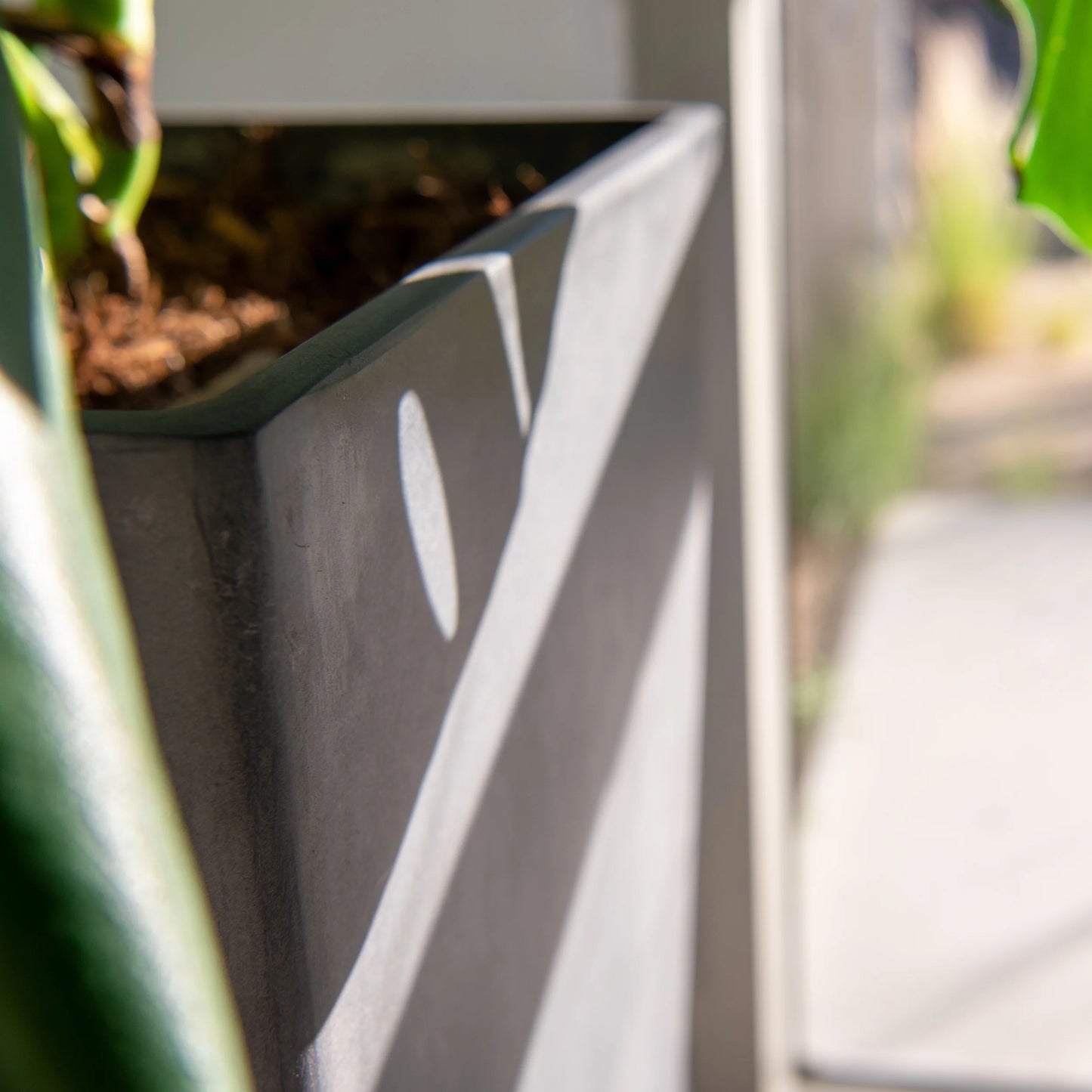 XBrand Modern 28-Inch Tall Square Modern Tapered Indoor & Outdoor Planter