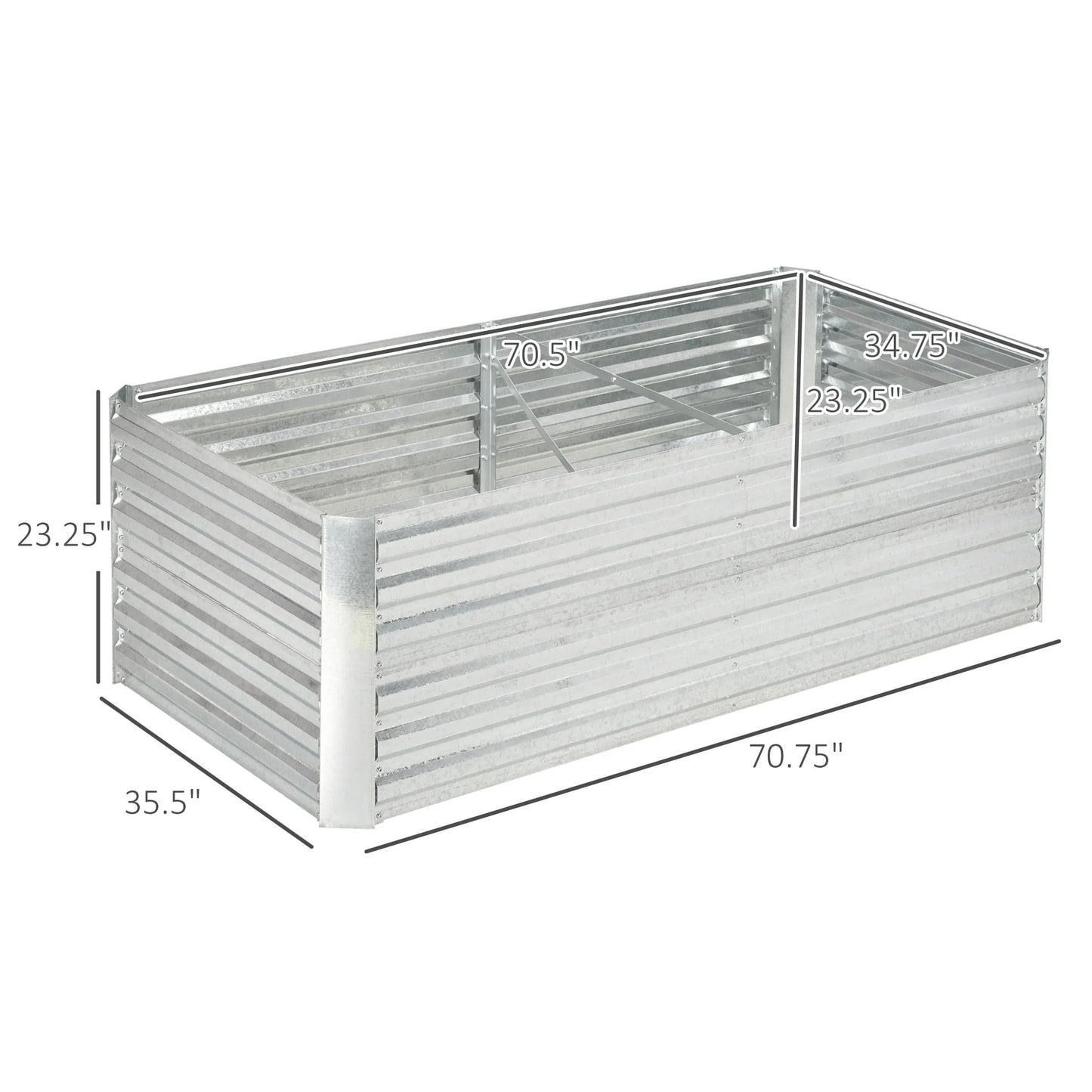 Outsunny Raised Garden Bed, 71" x 36" x 23" Galvanized Steel Planters for Outdoor Plants with Reinforced Rods