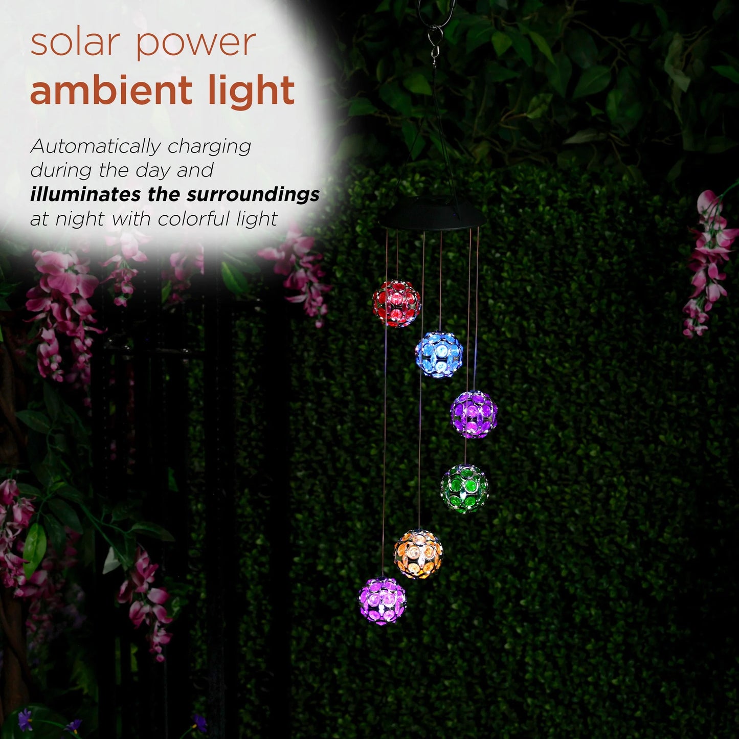 Solar Hanging Gem Multi-Color Sphere Mobile with LED Light