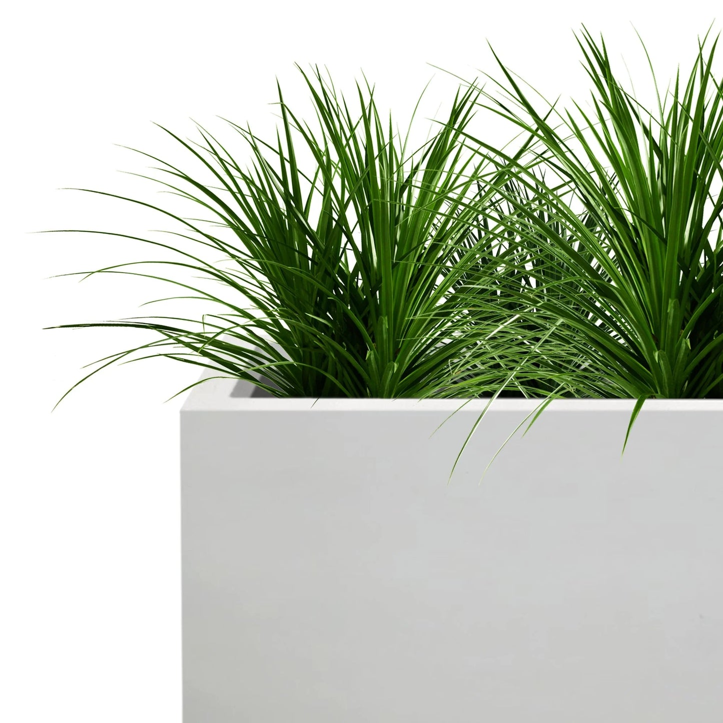 Kante Rectangular Pure White Concrete Metal Indoor Outdoor Planter Pot, w/ Drainage Hole for Patio, Home and Garden