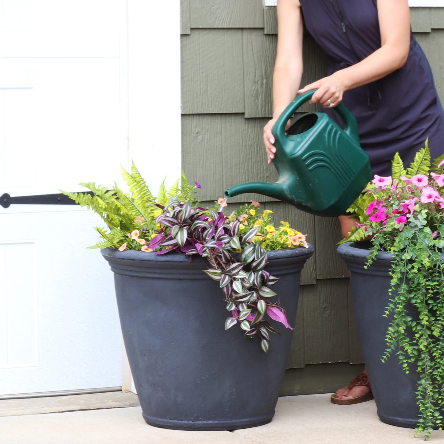Sunnydaze Anjelica Outdoor Flower Pot Planter - Slate Finish - 24-Inch