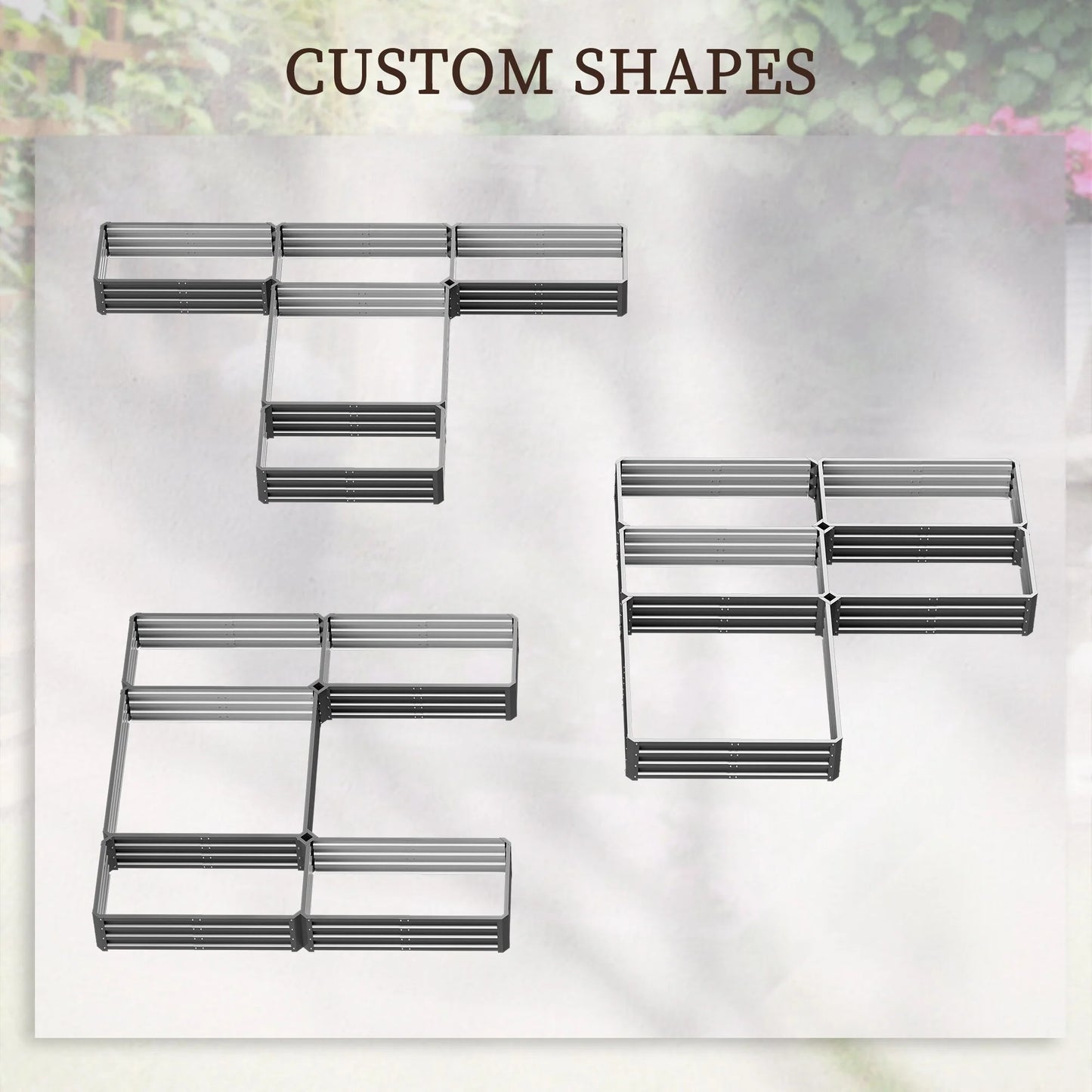 Outsunny 8 x 8' Raised Garden Bed Set, 5 Large Steel Flower Planters for Outdoor Plants, Easy Assembly