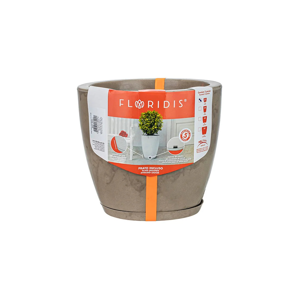 Floridis Amsterdan Extra Small Planter Bowl - 11.02 inches high x 12.6 inch diameter