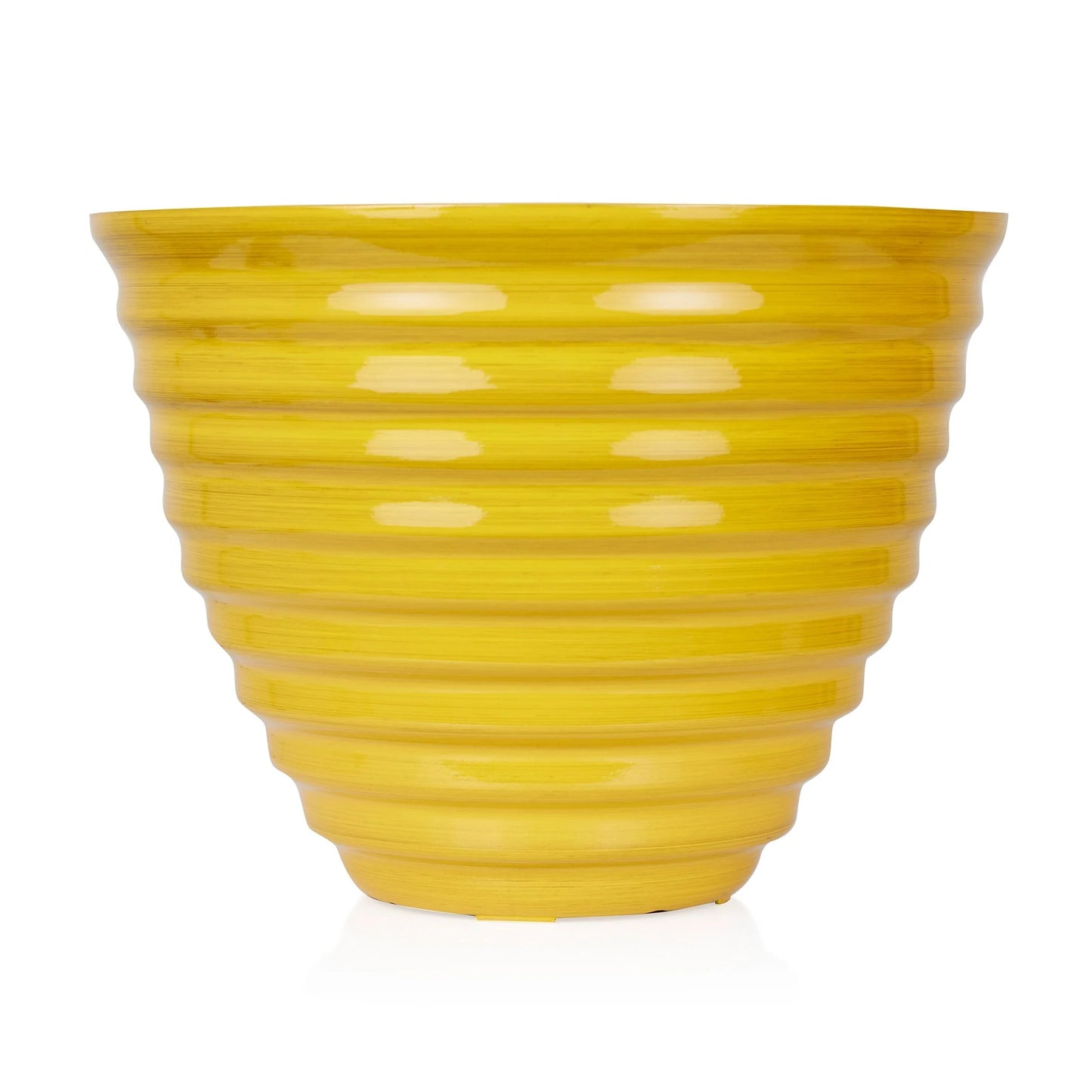16" Yellow Glazed Planter