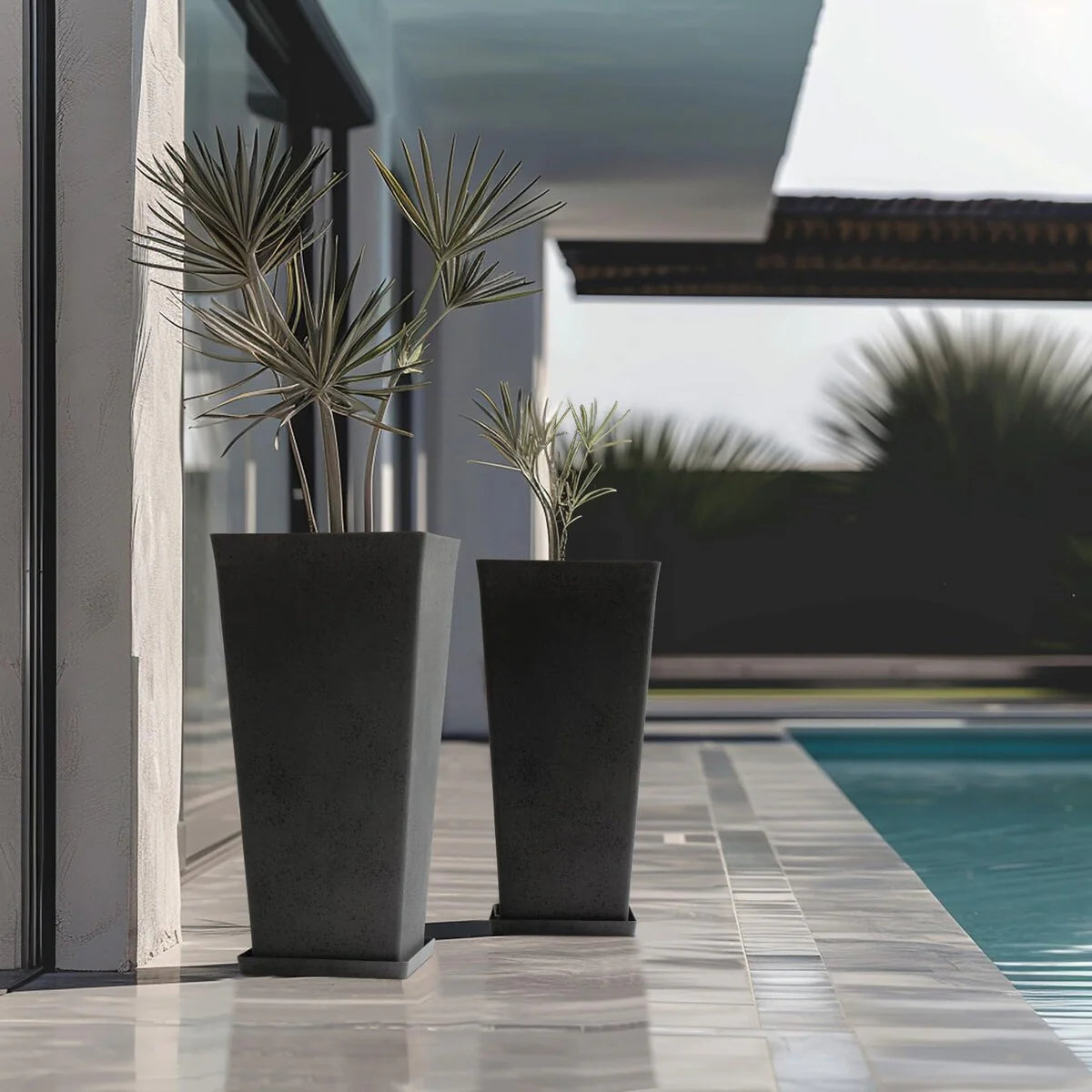 30 inch Tall Planters Set of 2, Indoor/Outdoor Rectanglar Large Planters,V Shaped Taper Planters for Front Door