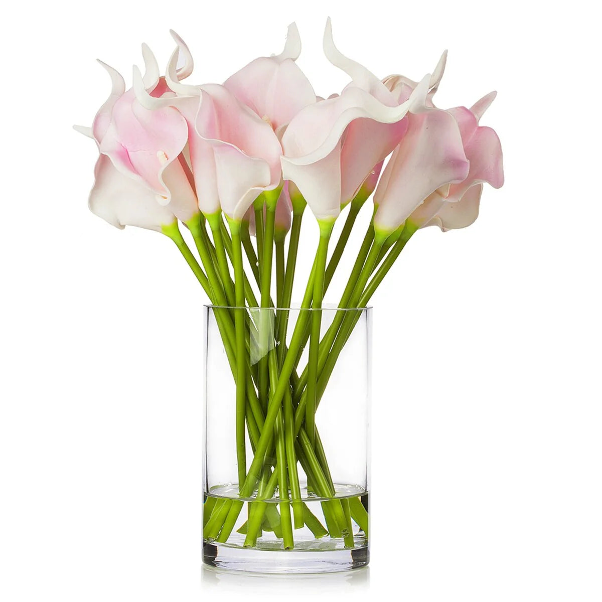 Enova Home 20 Pieces Real Touch Faux Calla Lily Artificial Flowers in Vase with Faux Water for Dining Table Decor, Wedding Event