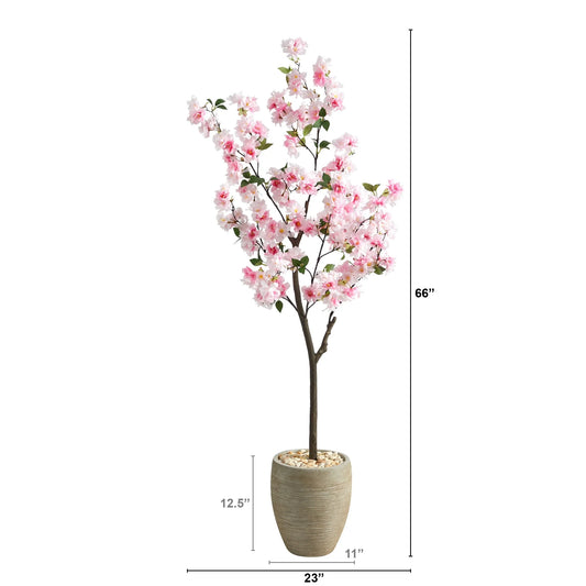 5.5' Cherry Blossom Artificial Tree in Sand Colored Planter - 12.5"