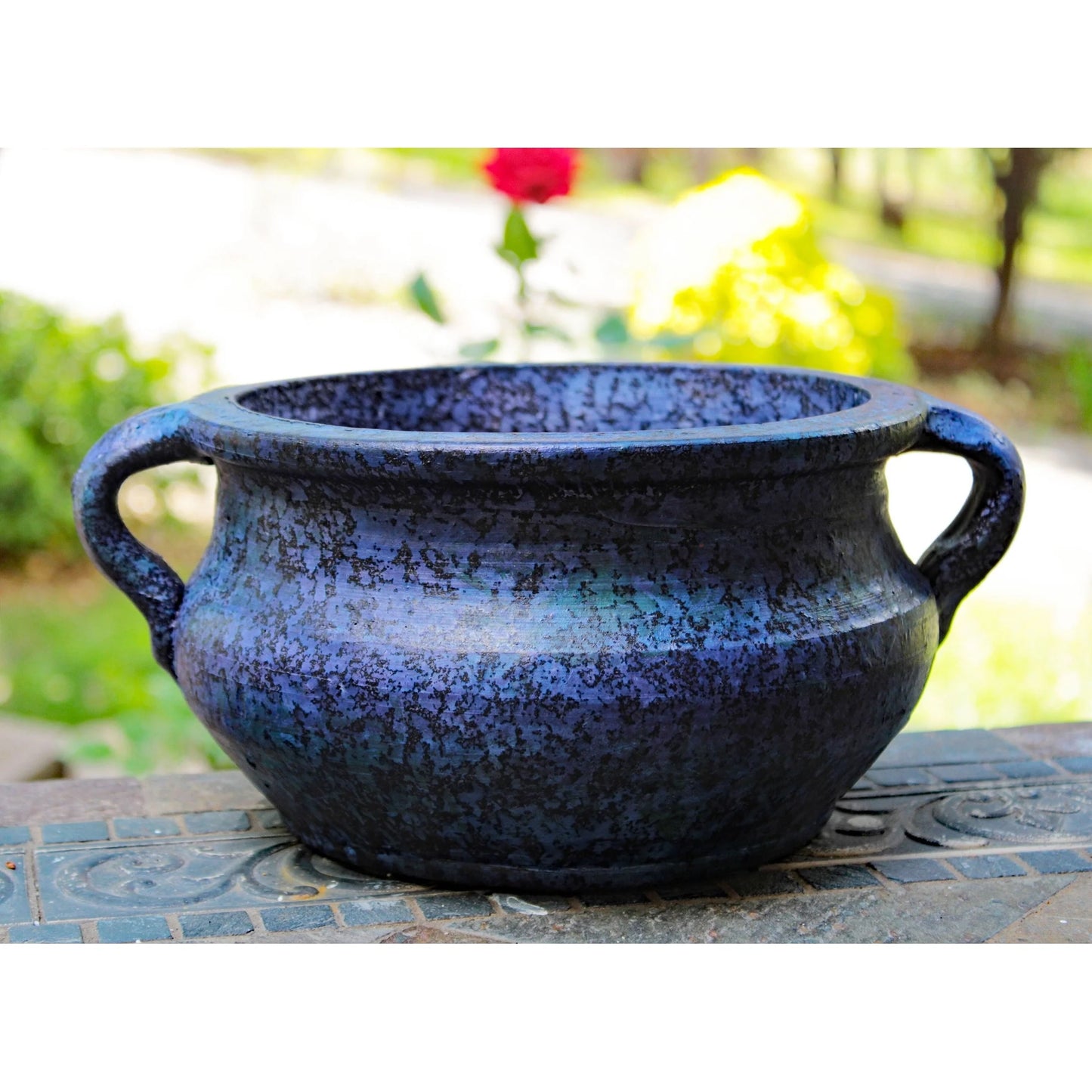 Egyptian Era Terracotta Planter in Blue,Green, Red, Purple in 2 sizes