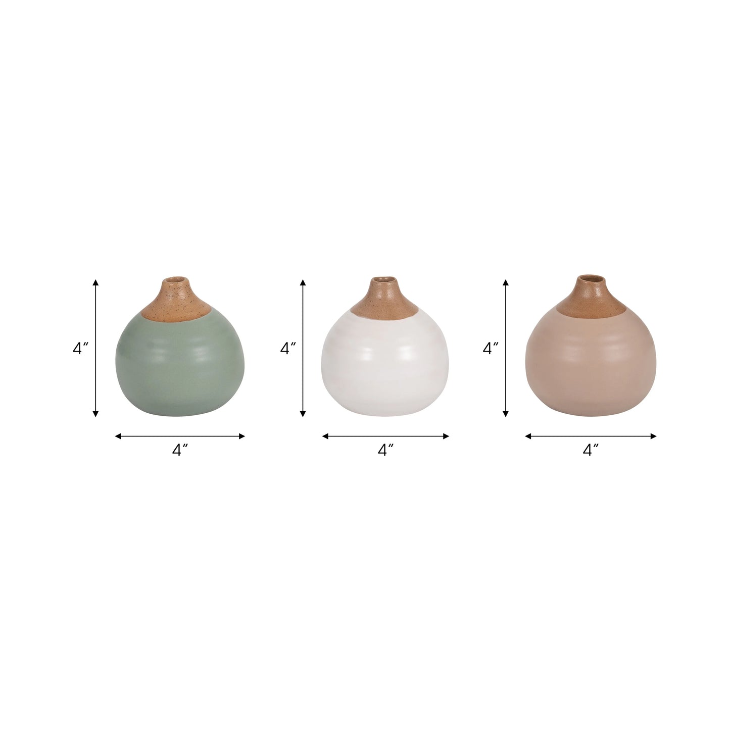 Sagebrook Home Modern Coastal Small Ceramic Bud Vases, Set of 3