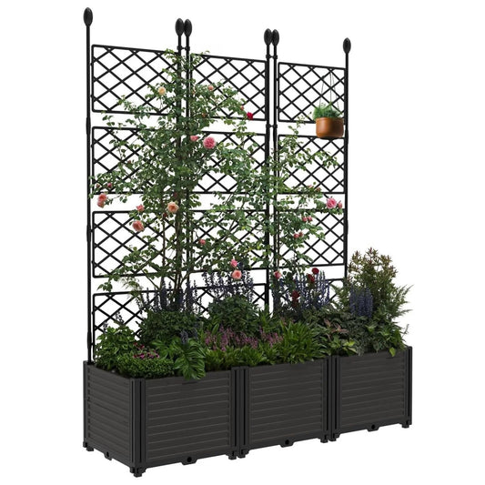Plant Box, Raised Garden Bed with Trellis for Backyard Patio