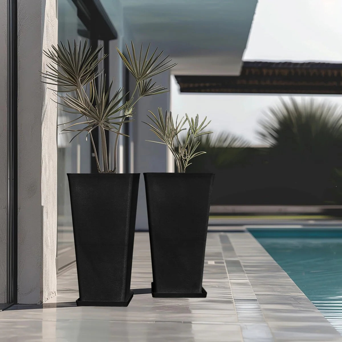 30 inch Tall Planters Set of 2, Indoor/Outdoor Rectanglar Large Planters,V Shaped Taper Planters for Front Door