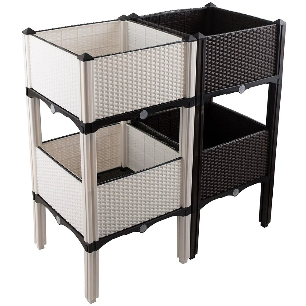 Modern Home Raised Planter Kit - Stackable Modular Flower/Garden Bed Kit - Stacking Sets for Home, Restaurant, Office, Garden