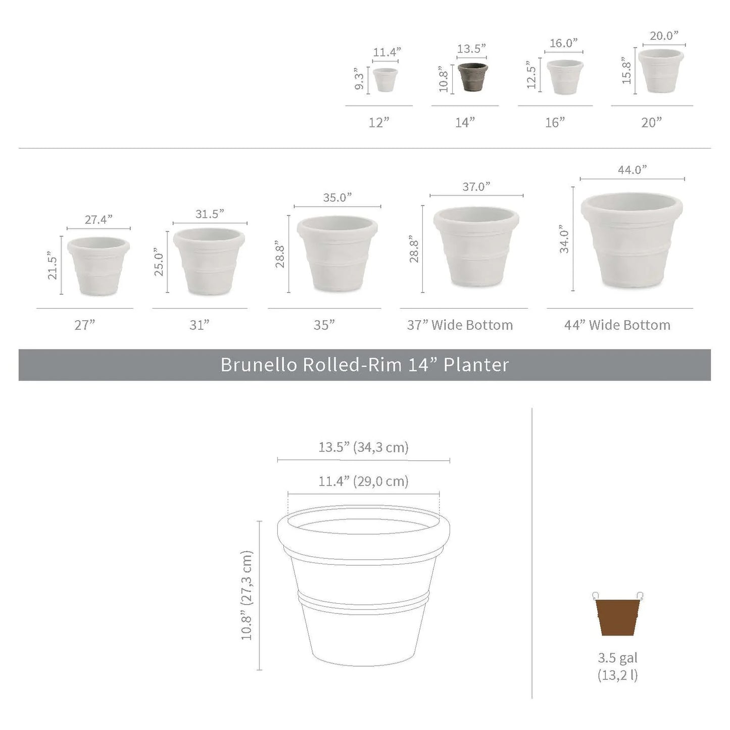Brunello Classic Round Planter