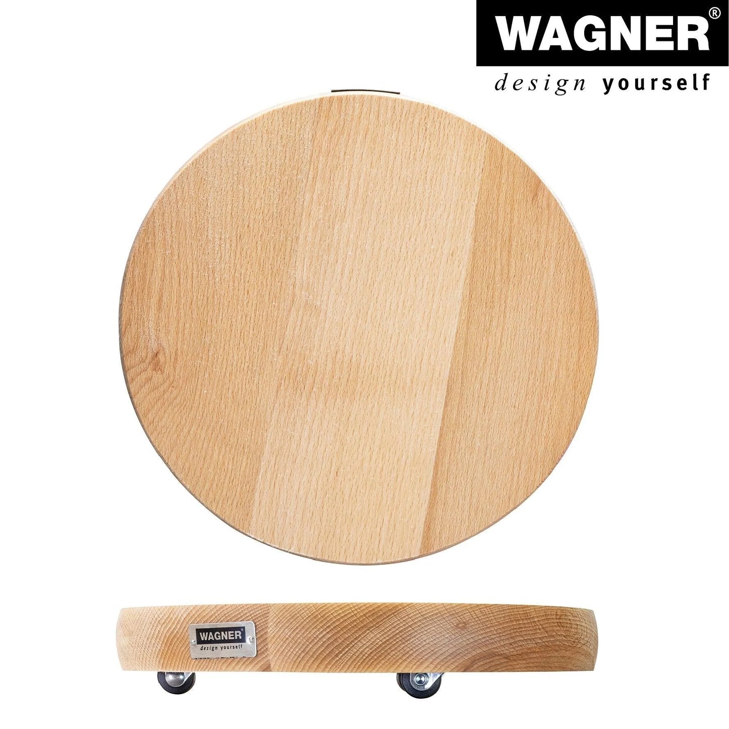10" Natural Round Indoor Wooden Plant Caddy w/No-Show Casters - 9.6"Dx1.8"H