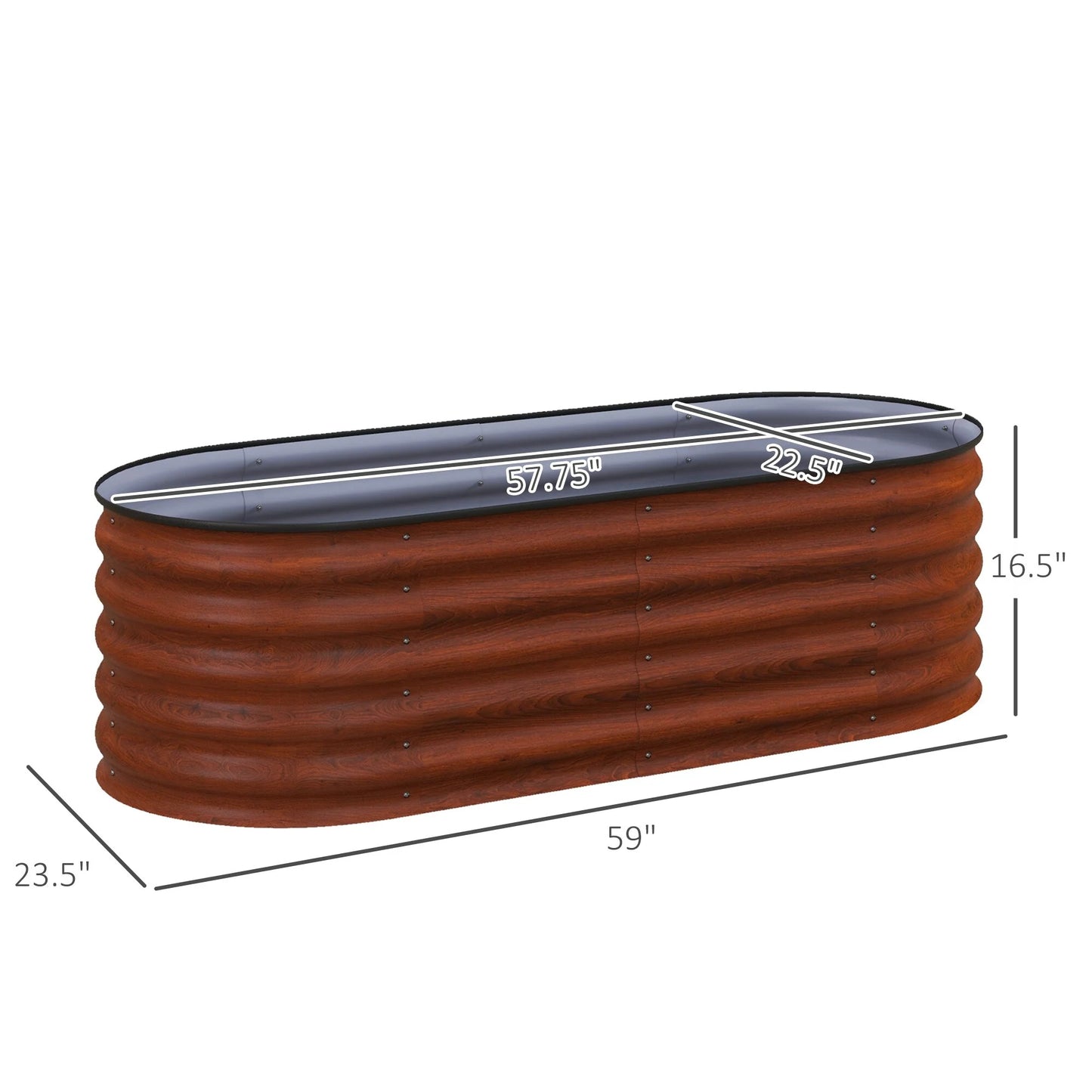 Outsunny 4.9' x 2' x 1.4' Galvanized Raised Garden Bed Kit, Outdoor Metal Elevated Planter Box