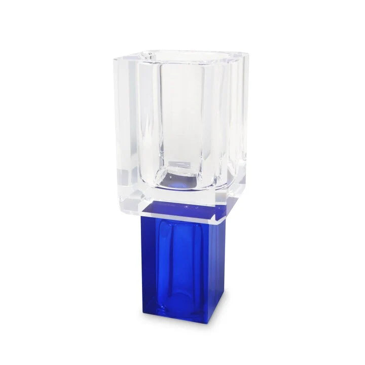 Square Vase Crystal Colored Base