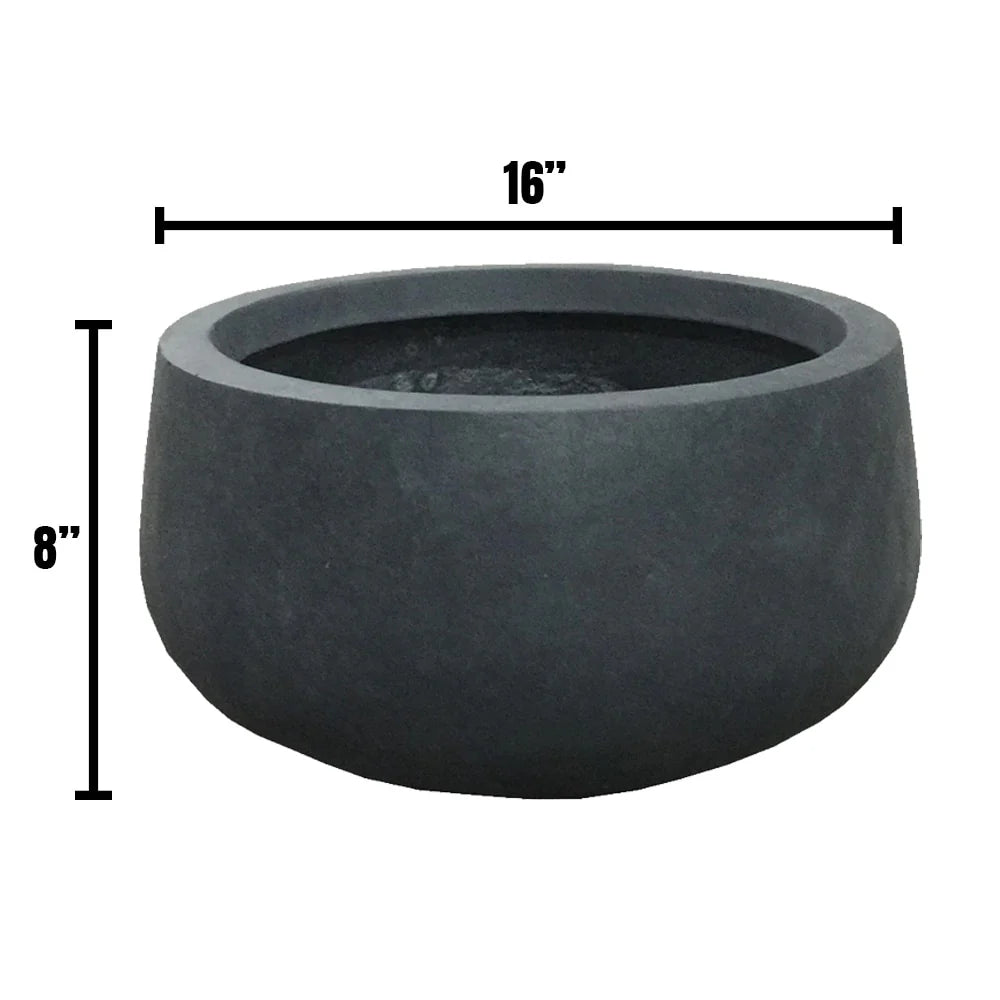 Durx-litecrete Lightweight Concrete Modern Low Bowl Cement Planter-Medium - 15.7'x15.7'x7.9'