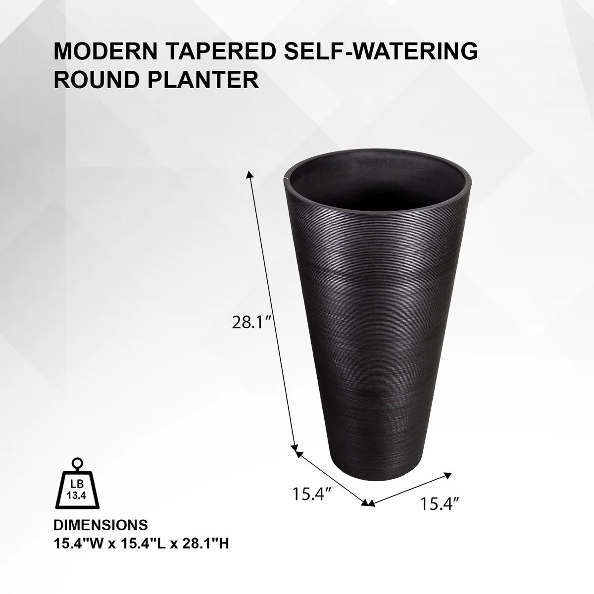 XBrand Modern 28-Inch Tall Round Planter, Modern Tapered, Indoor & Outdoor Planter