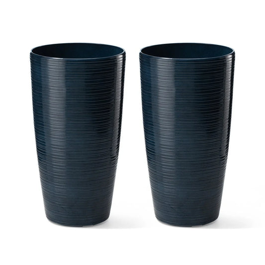 Glitzhome 22.5"H Oversized Set of 2 Eco-Friendly Resin Stone Faux Ceramic Textured Tall Planters Porch Flowerpot
