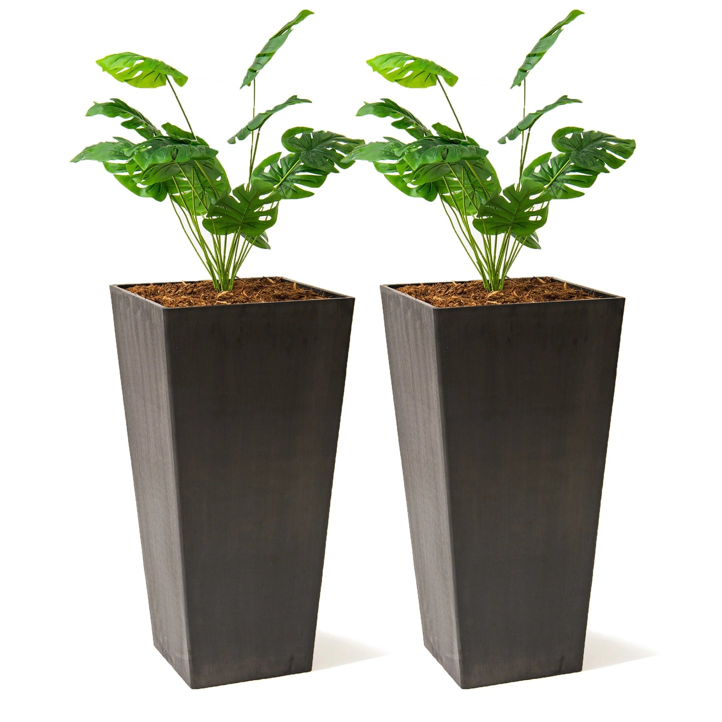 XBrand Modern Square Tapered Planter – 28" or 30" Tall, Indoor & Outdoor Use