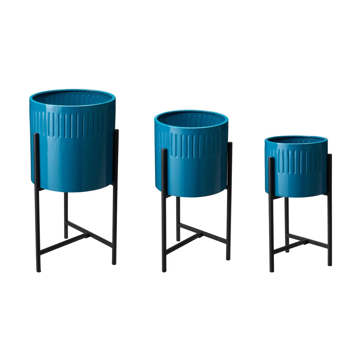 Glitzhome Set of 3 Modern Metal Cachepot Planters with Stands Plant Flower Pot Indoor Outdoor