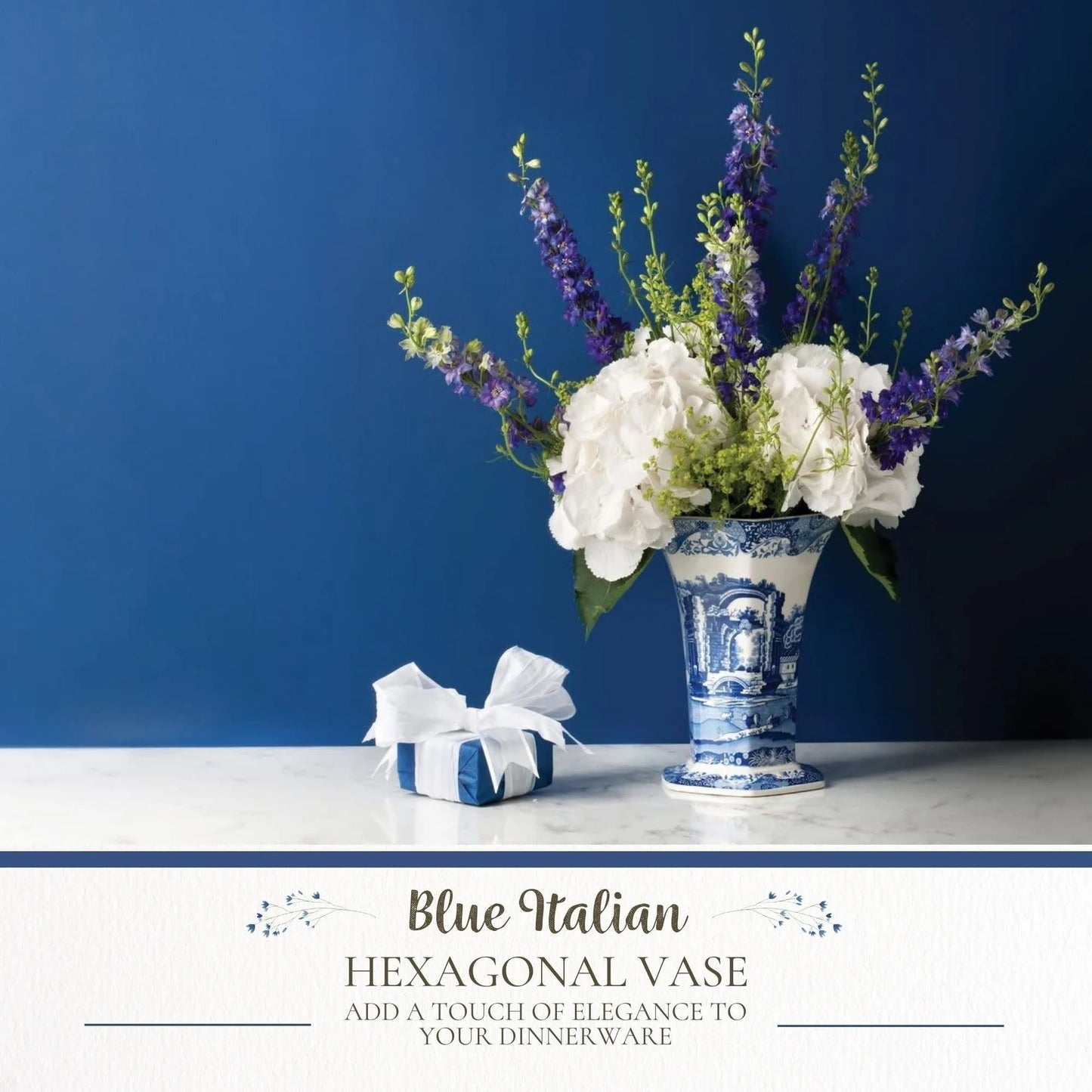 Spode Blue Italian Hexagonal Vase